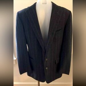 Polo Ralph Lauren Charcoal Gray Striped Wool Blazer Mens Size 42 Saks Fifth Ave